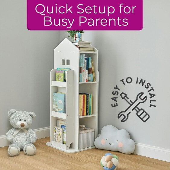 Neo White House Shaped 360° Rotating Kid's Freestanding Bookshelf