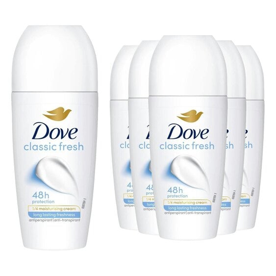 Dove Classic Fresh Roll On Anti-Perspirant Long Lasting Fragrance 48H, 6x50ml