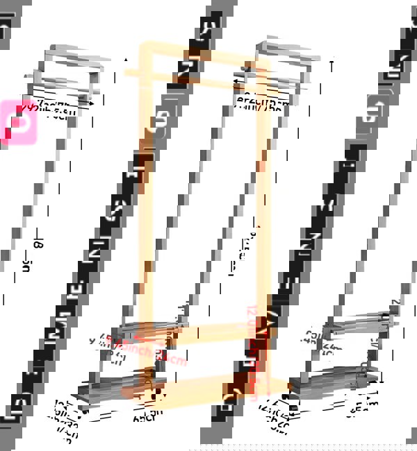 Modcraft Rolling Bamboo Clothes Rail with Shelf – Heavy Duty Wooden Garment Hanging Stand with Wheels