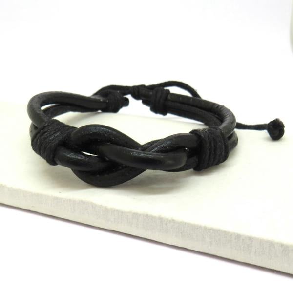 Aye Do Gifts Black Men's Leather Knot Bracelet
