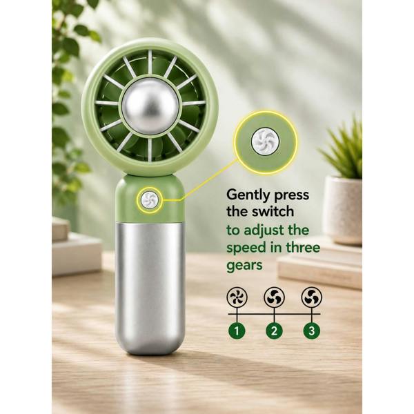 Dyzi Portable Handheld Mini Fan Rechargeable with Stand USB C 3 Speed