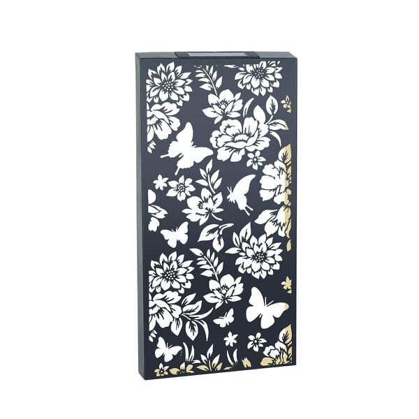 EDH Door Hardware Large Solar Wall Panel with Butterfly & Floral Design – Outdoor Metal LED Garden Wall Art – 60cm x 30cm