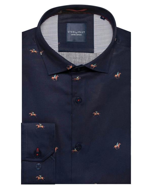 Steel & Jelly Limited Edition Retro Jockey & Racehorse Print Long Sleeve Shirt