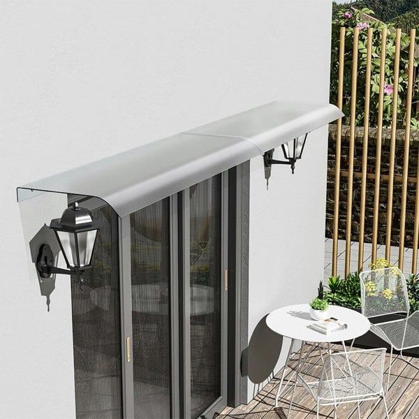 Frosted Window Door Awning Canopy 40cm Arc Patio Awnings Living and Home