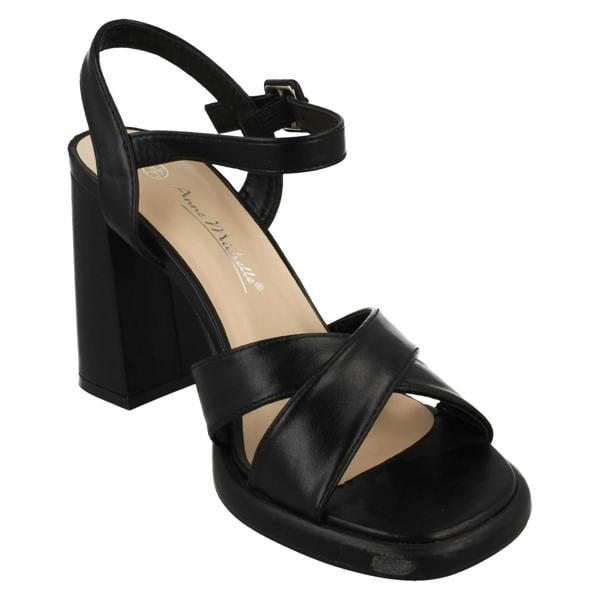 Anne Michelle Ladies Anne Michelle Chunky Heeled X Strap Mule Sandal F12049