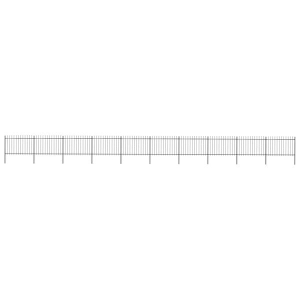 Berkfield Garden Fence with Spear Top Steel 17x1.2 m Black