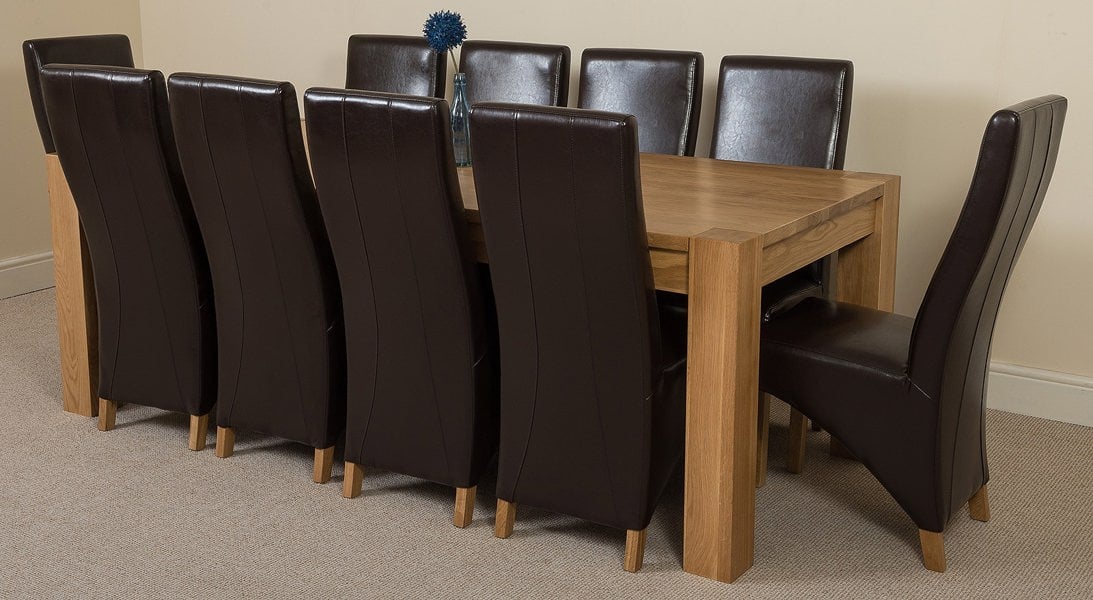 That's Furniture Kuba Extra Large Oak Dining Table with Lola Leather Chairs