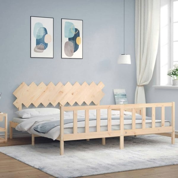 Berkfield Bed Frame with Headboard 200x200 cm Solid Wood