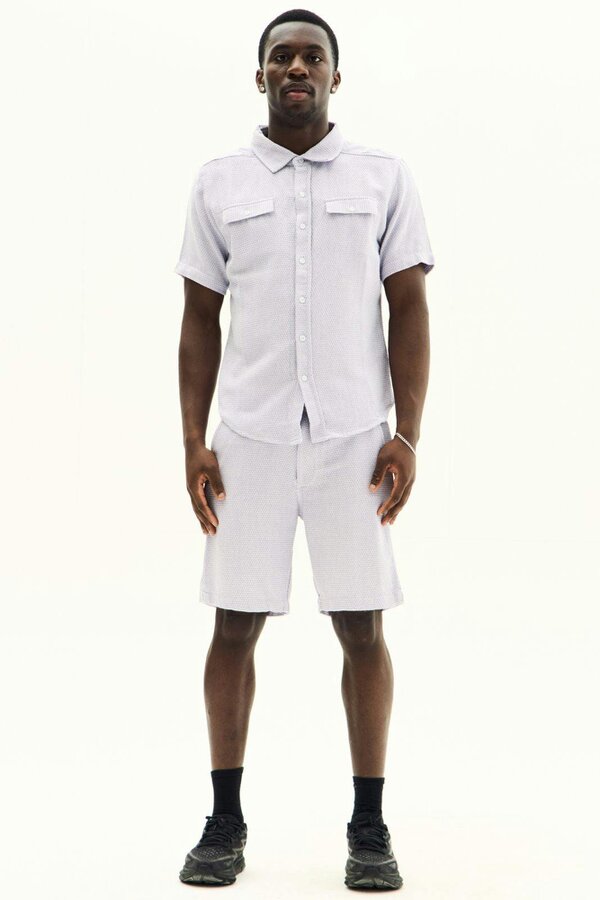 Men’s Slim Fit Textured Shirt & Shorts Co-Ord Set
