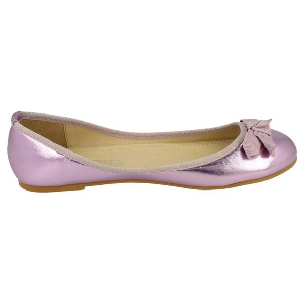 Spot On Ladies Spot On Flat Ballerina Ribbon Bow Vamp Shoe