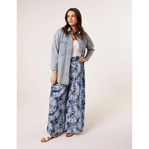 Blue Vanilla Wide Leg Pants With Tie-Dye Print