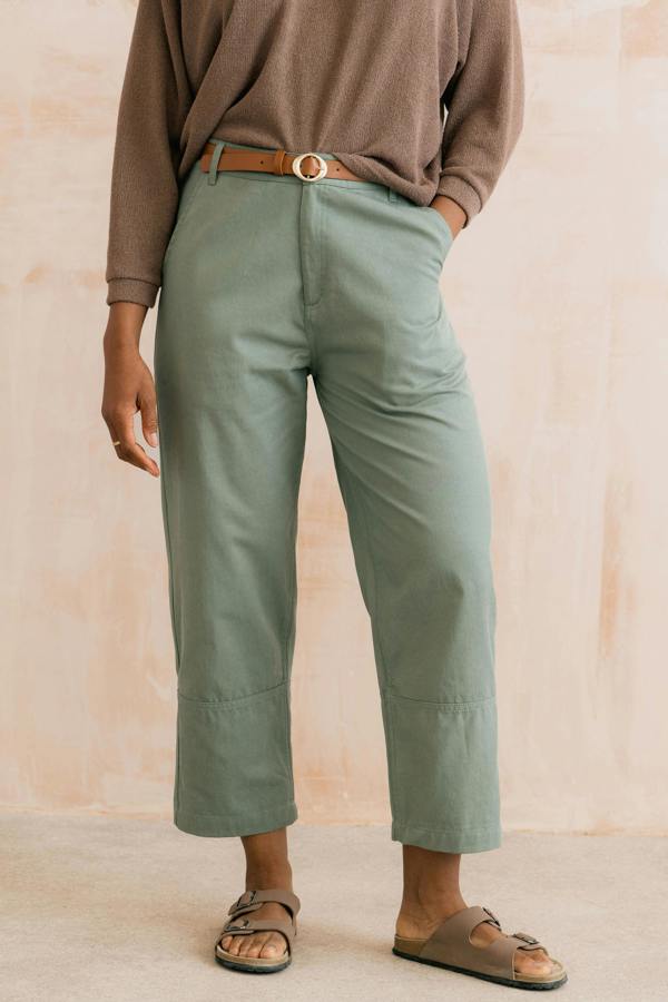 Clarissa Tapered Leg Cropped Trousers Laurel Green