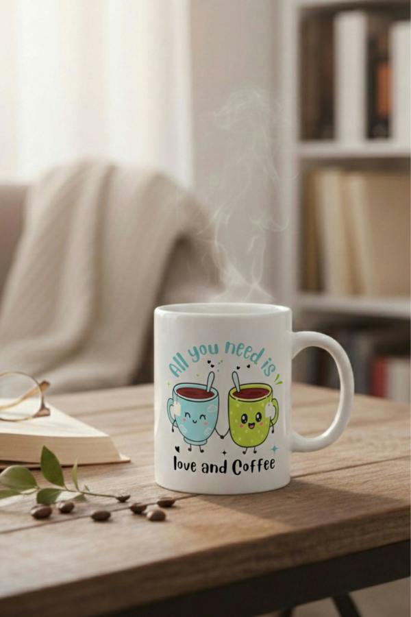 Dyzi All You Need Is Love And Coffee Printed Mug Valentine’s Day Gift