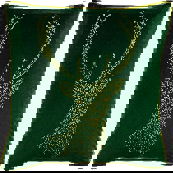 Furn Forest Stag Cushion Cover - Emerald Green/Gold