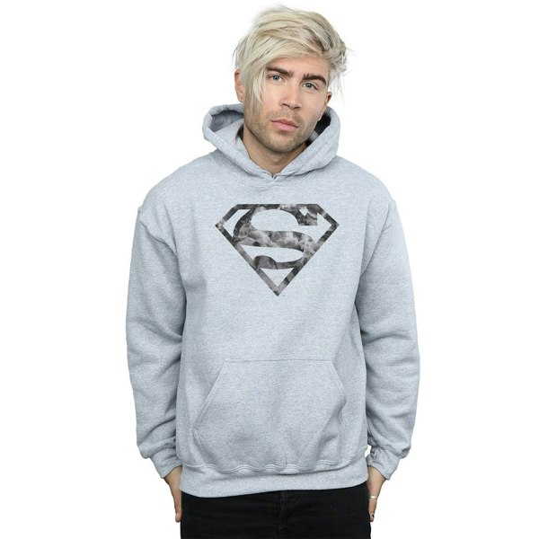 DC Comics Mens Superman Marble Logo Hoodie - Sports Grey