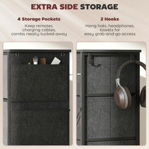 Wyld Haus Niri Fabric And Metal Charcoal Grey 8 Drawer Storage Chest