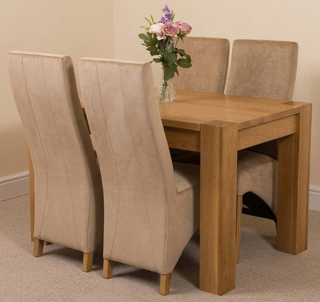 That's Furniture Kuba Small Oak Dining Table with Lola Fabric Chairs