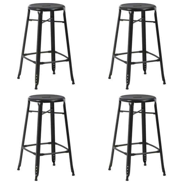 Berkfield Bar Stools 4 pcs Black Steel