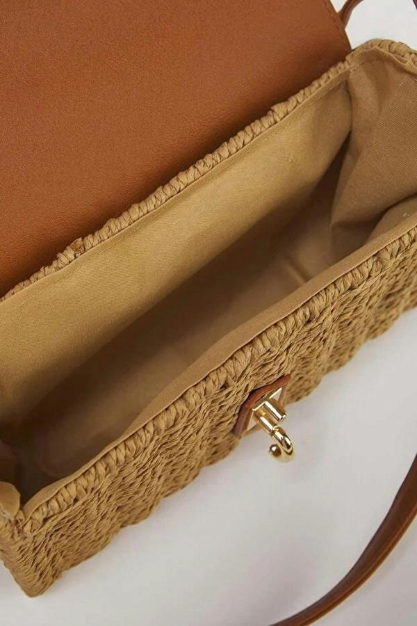 WOVCOR Straw Contrast Women's Small Shoulder Bag