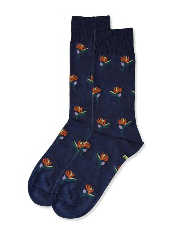 Jemsox Bird of Paradise (Blue) Premium Pattern Socks | Cotton-Rich Tropical Socks by Jemsox