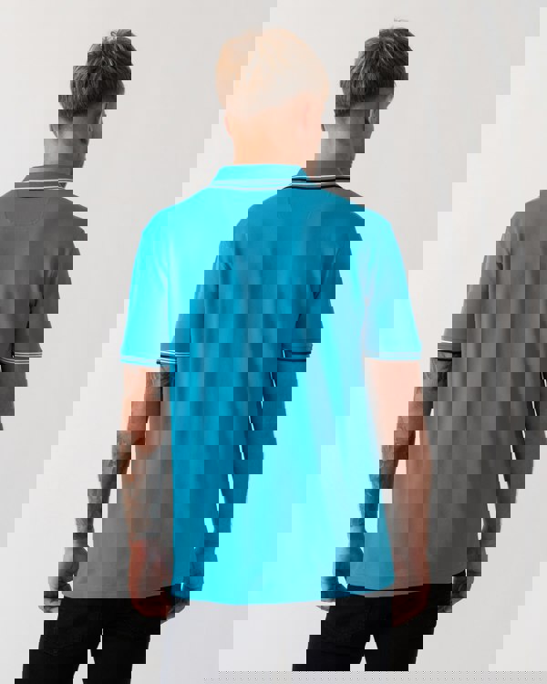 BOSS Green Paul Mens Short Sleeve Polo Shirt With Contrast Tipping - Turquoise/Aqua 443 - CHO - Designer Mens Short Sleeve Polo Shirts