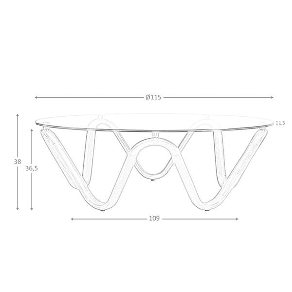 Angel Cerdá Round Tempered Glass and Walnut Round Coffee Table 2124