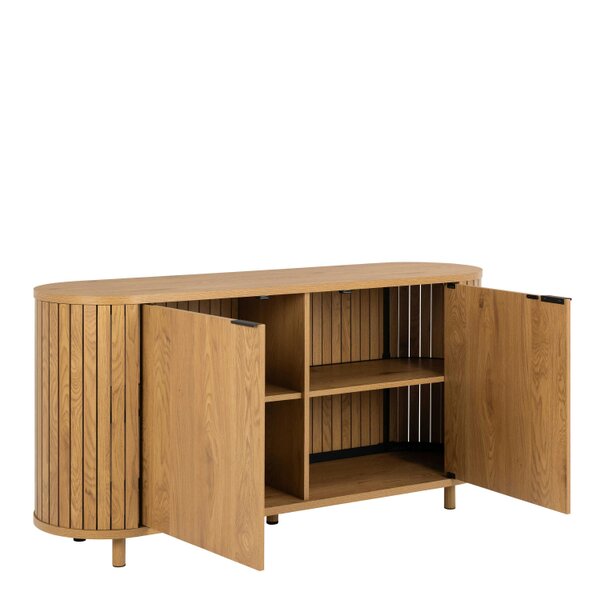 Wyld Haus Bramblewig 2 Door Oak Wood Sideboard Slat Design