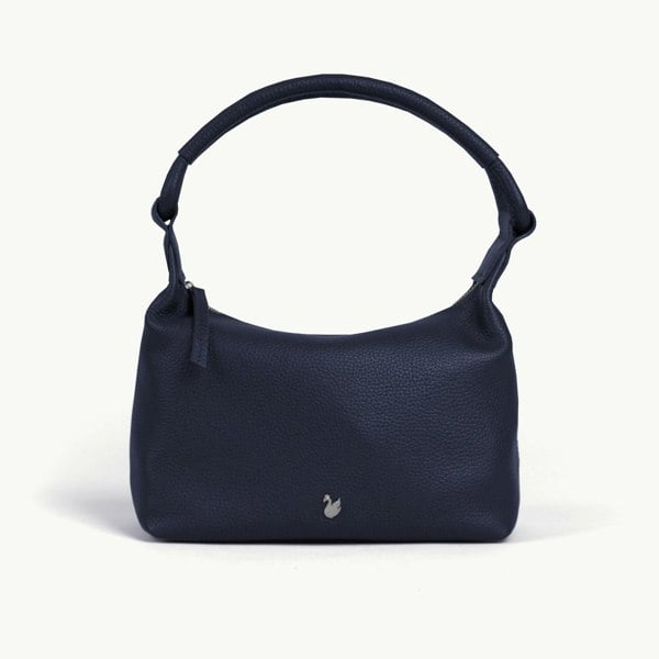 Assots London 'CITY BAG' Navy Soft Pebble Grain Real Leather Shoulder Bag