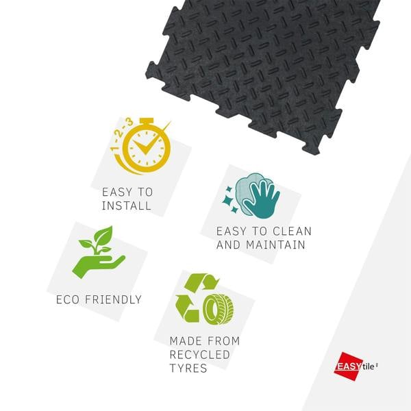 Nicoman Alpha Tile Interlocking Recycled Rubber Floor Tile 30cm x 30cm