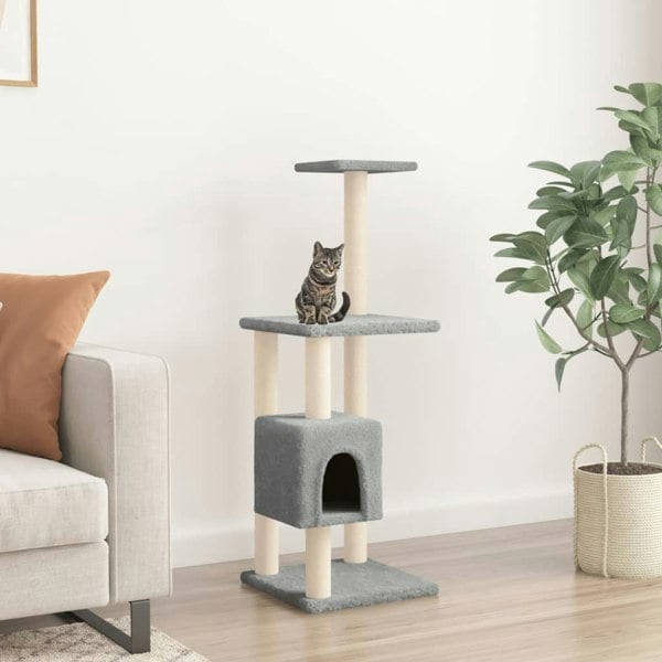Berkfield Cat Tree with Sisal Scratching Posts Light Grey 104 cm