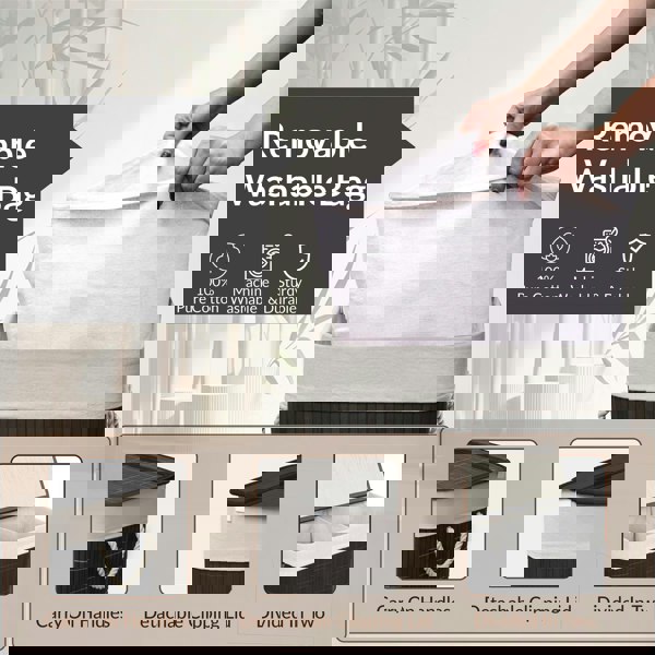 MANTRARAJ Bamboo Laundry Basket 105L Laundry Hamper with Lid Foldable Laundry Bin with 2 Compartments Black