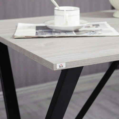 Bobobiy 120 cm Rectangular Bar Table for 4 People, Modern Breakfast Bar Table - Wood Effect Tabletop, Steel Legs, Coffee Desk for Living Room, White