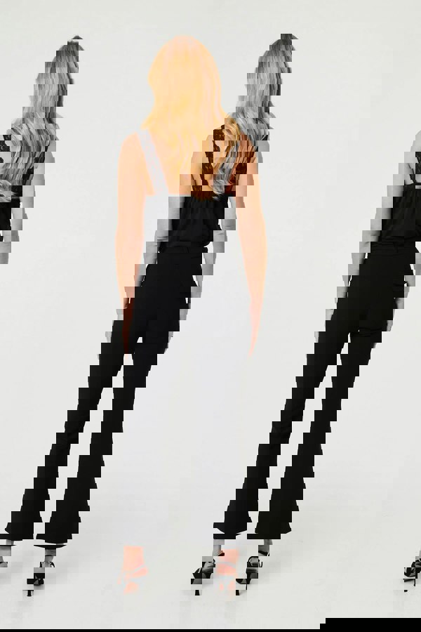 Black | High Waist Slim Flared Trousers
