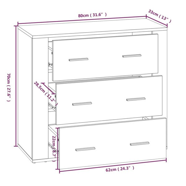 Berkfield Sideboard Grey Sonoma 80x33x70 cm Engineered Wood