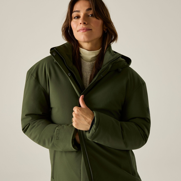 Regatta Womens Janna Waterproof Long Length Insulated Jacket - Dark Khaki