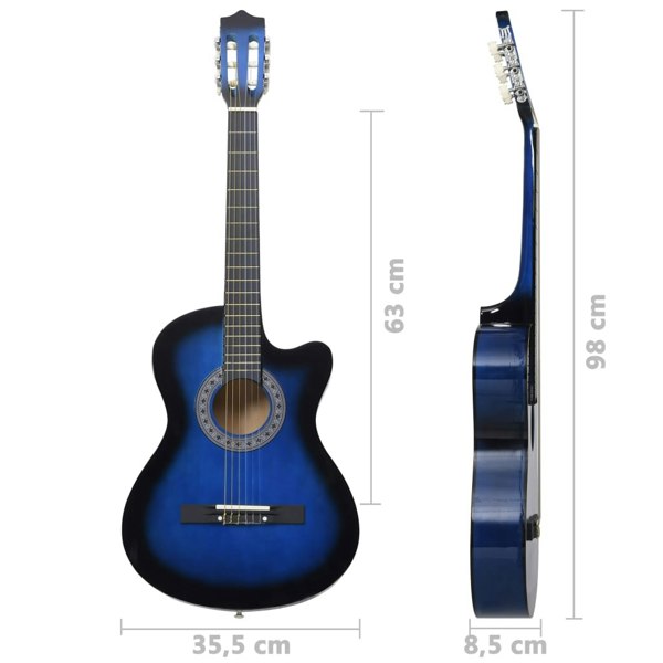 Berkfield Western Classical Cutaway Guitar with 6 Strings Blue Shaded 38