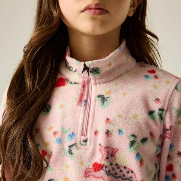 Regatta Childrens/Kids Cath Kidston Puppy Floral Half Zip Fleece Top - Pink - 