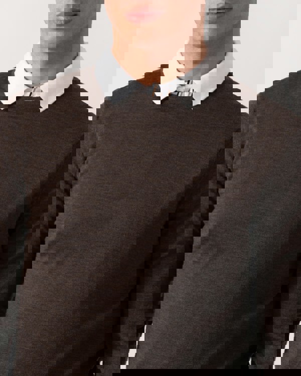 Oliver Sweeney Camber Mens Crew Neck Jumper - Chocolate Marl