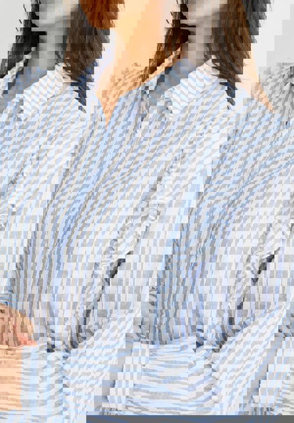 Gini London Stripe Frill Cotton Shirt