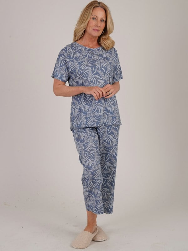 TIGI-Wear Chambray Ivory Fern Leaf Pyjama Trouser