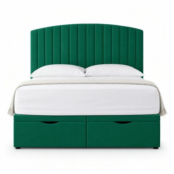 Great British Beds San Diego Divan Ottoman Bed - Green Plush