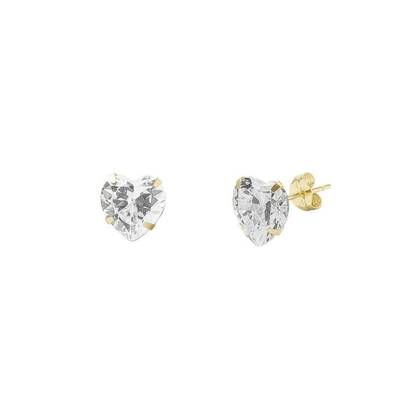 Spero London 9ct Solid Gold Heart Stud Earrings