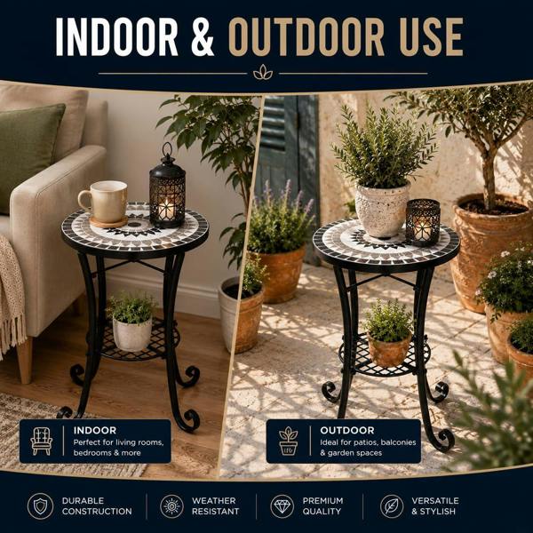 35cm Medina Mosaic Plant Stand/Side Table image 5