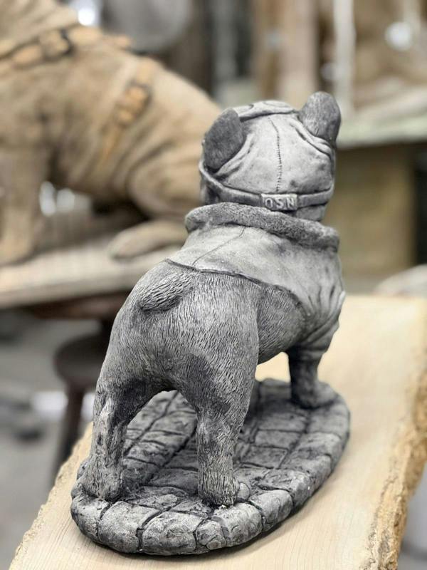 OSN Pilot Frenchie Stone Statue Detailed Garden Ornament