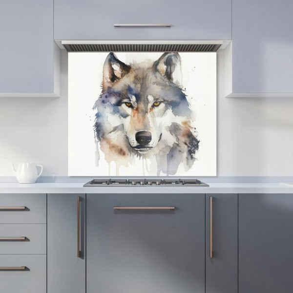 Warren Reed - Designer Wolf Watercolour Kitchen Splashback