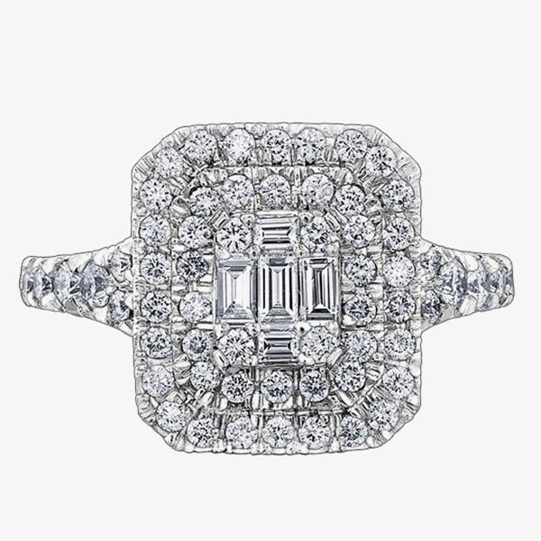 T. H. Baker 18ct White Gold 1.00ct Multi-cut Diamond Mosaic Cluster Ring 30111WG/100-18 M