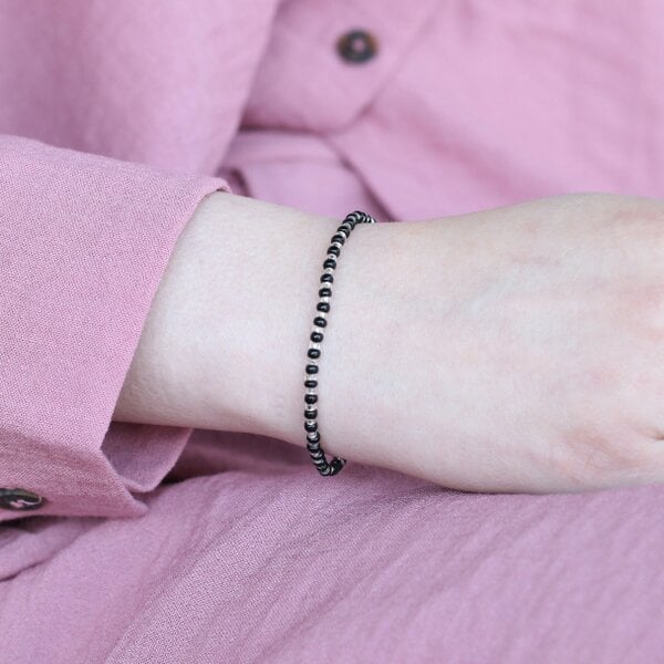 The Colourful Aura Adjustable Silver Black Beads Bracelet For Newborns and Adults