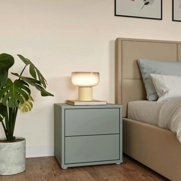 Furniture To Go Alice Springs Low Bedside Cabinet with 2 Drawers Push-to-Open in Sage Green