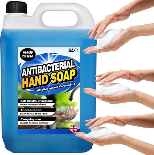 1 x 5 Litre Antibacterial Non-Sticky Liquid Hand Soap Hydrates & Softens