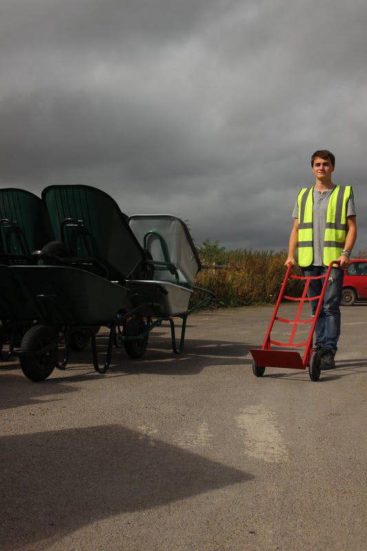 Bristol Tool Company 1894 Solid Wheel Sack Truck, Tubular Red Steel, 2 Heavy Duty Solid Wheels, Fixed Toe Plate, Rubber Gripped Handles-150kg Capacity